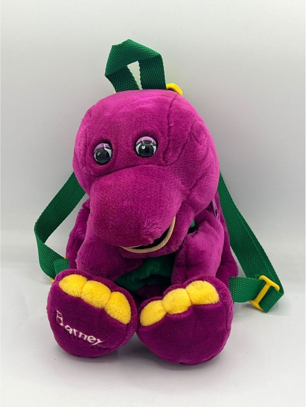 Vintage Barney Plush Backpack with Adjustable Green Straps